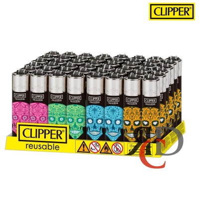 CLIPPER LIGHTER PRINTED 48CT/ DISPLAY - MEXICAN SKULLS